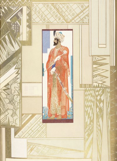 Mann i en turban, med moderne design av Francois Louis Schmied
