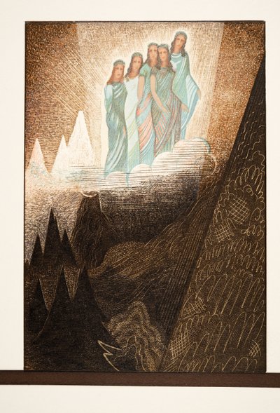 Oceanides, illustrasjon fra Prometheus Enchained av Aeschylus, pub. 1941 (stensiltrykk) av Francois Louis Schmied