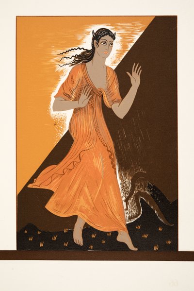 Pandora, fra Prometheus Chained by Aeschylus, pub. 1941 (stensiltrykk) av Francois Louis Schmied
