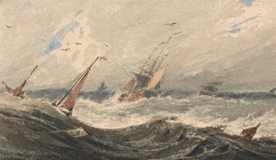 Båter på et stormfullt hav av Francois Louis Thomas Francia