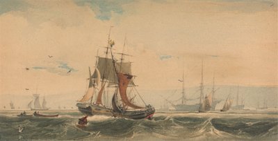 Frakt på Medway, Kent av Francois Louis Thomas Francia
