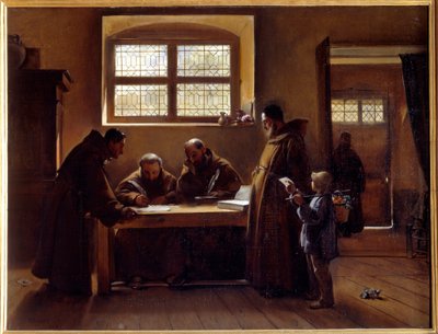 Kapusiner som redigerer et skriftlig maleri av Francois Marius Granet av Francois Marius Granet