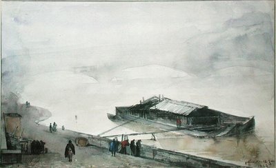 Seinen, 1843 (wc på papir) av Francois Marius Granet