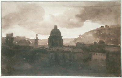 Utsikt over Roma fra Santa Trinita dei Monti (blekkvask på papir) av Francois Marius Granet