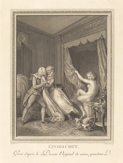 Det indiskrete av Francois Nicolas Barthelemy Dequevauviller after Antoine Borel