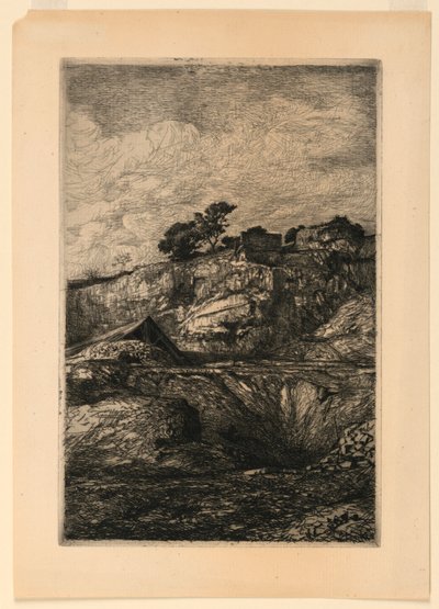 Et steinete landskap av Francois Nicolas Chifflart