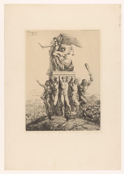 Allegorisk representasjon med Justitia og sannheten Le Triomphe de la Justice et de la Verite av Francois Nicolas Chifflart