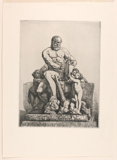 Hercules, plate en fra Twelve Etchings av Chifflart av Francois Nicolas Chifflart