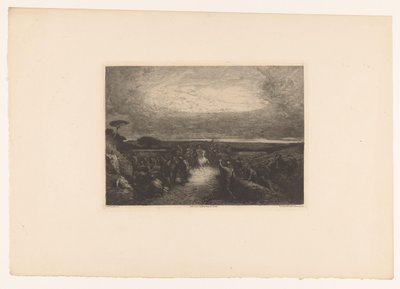 Landskap med en rytter i en folkemengde Dans les kampanjer i Roma. (tittel på objekt) av Francois Nicolas Chifflart