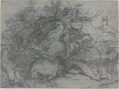 Studie for "Surprise" (Battle of the Tigers) av Francois Nicolas Chifflart