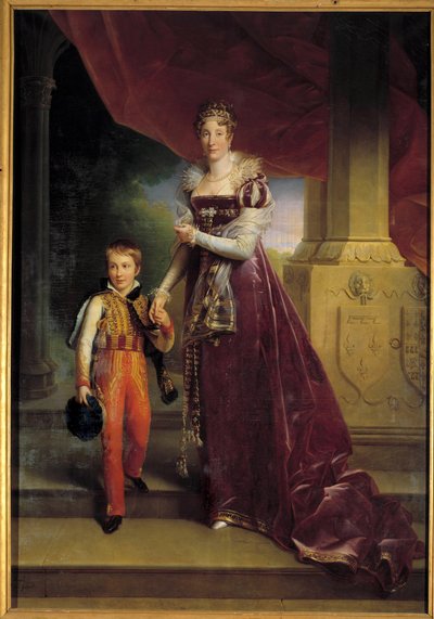 Portrett til fots av Marie-Amelie de Bourbon, prinsesse av de to Siciliene, hertuginne av Orleans (fremtidig dronning Marie-Amelie av Baron François Pascal Simon Gérard