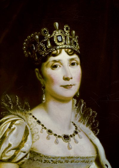 Portrett av Josephine de Beauharnais (1763-1814) imperatrice av franskmennene i keiserlig kostyme, detalj i ansiktet. Maleri av Francois Gerard (1770-1837) 1800-tallets søn. 0,85 x 0,67 m Malmaison musee du chateau av Baron François Pascal Simon Gérard