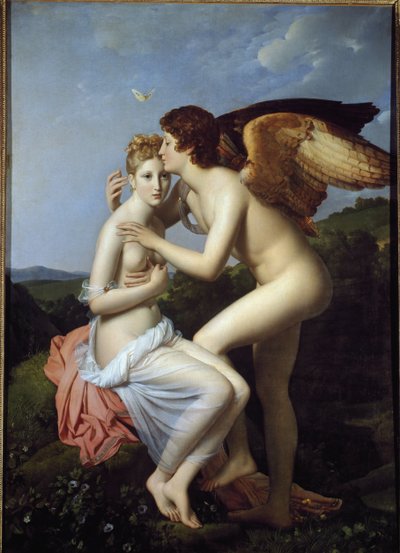 Psyche and Cupid, også kalt Psyche som mottar Amors første kyss (olje på lerret av Baron François Pascal Simon Gérard