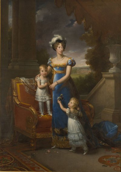 Hertuginne av Berry med barna Louise Marie Thérèse dArtois og Henri dArtois, 1822 av Francois Pascal Simon Gerard