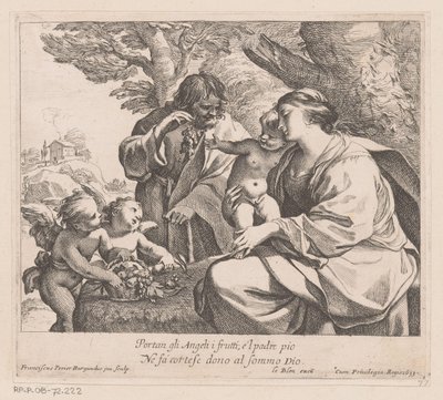 Sfanta Familie cu putti si struguri Portan gli Angeli i frutti (...) (titlu pe obiect)norvegian av Francois Perrier