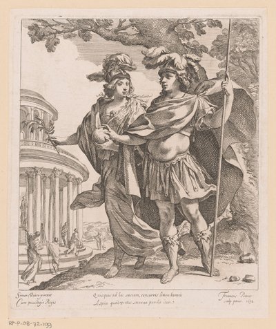 Minerva viser Louis XIII herlighetens tempel Quisquis ad hoc sacium (...) (tittel på objekt) av Francois Perrier