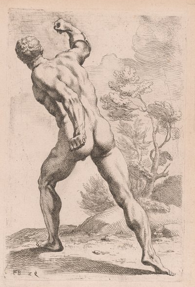 Borghese Gladiator, sett bakfra [plate 29] av Francois Perrier