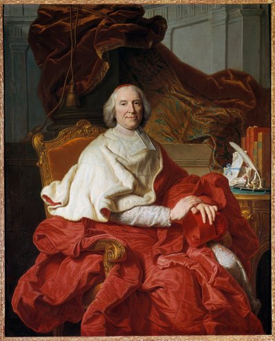 Portrett av Andre Hercule (1653-1743), kardinal av Fleury, Prelat og politikermaleri av Francois Stiemart (1680-1740), etter Hyacinthe Rigaud (1659-1743) 1700-talls søn. 1,6x1,29 m - Portrett av Andre Hercule (1653-1743), kardinal Fleury prelat og av Francois Stiemart