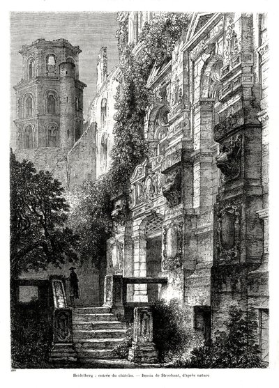 Heidelberg slott, Tyskland, 1886 av Francois Stroobant