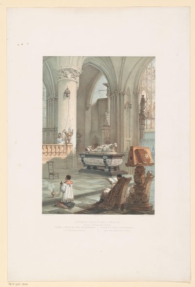 Interiør av Sint-Michiel-en-Sint-Goedelekathedraal i Brussel med graven til Ernst van Oosternijk Interiør av kirken St. Gudule, i Brussel (Tombeau av erkehertug Ernest d