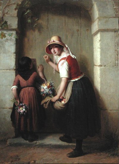 Blomsterselgerne (olje på lerret) av Francois Verheyden