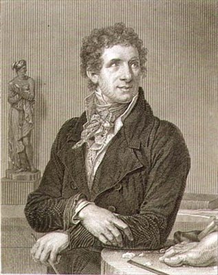 Portrett av Antonio Canova (1757-1822) gravert av William Henry Worthington (ca. 1790-s.1839) (gravering) av Francois Xavier (after) Fabre