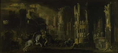 Arkitektonisk fantasi med Saulus omvendelse (Saint Paul) av Francois de Nome