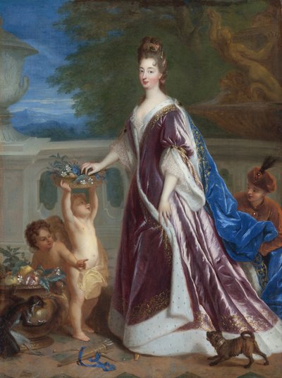 ""Portrett av Elisabeth-Charlotte (Elisabeth Charlotte) av Bayern eller Pfalz (1652-1722)"" (Elizabeth Charlotte, Prinsesse Palatine) Maleri av Francois de Troy (1645-1730) Privat samling fra 1600-tallet av Francois de Troy
