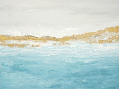 Abstrakt «Blue Gold»-havlandskap av Françoise Wattré