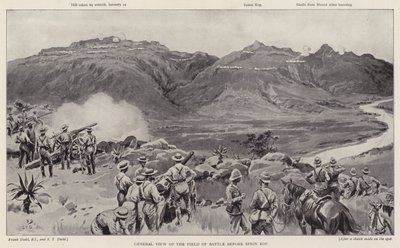 Generell oversikt over kampfeltet før Spion Kop (litho) av Frank (after) Dadd