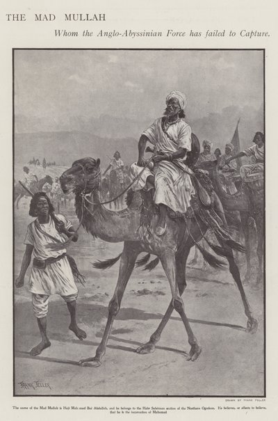 Mohammed Abdullah Hassan, "Mad Mullah", somalisk religiøs og militær leder (litho) av Frank (after) Feller