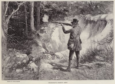 Sir Francis Chantrey drepte to trehaner med ett skudd mens han jaktet i Holkham Hall, Norfolk (litho) av Frank (after) Feller