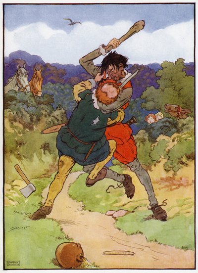 Illustrasjon for Babes in the Wood (farge litho) av Frank Adams