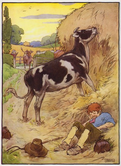 Illustrasjon for Old Dame Trot And Her Pig (farge litho) av Frank Adams