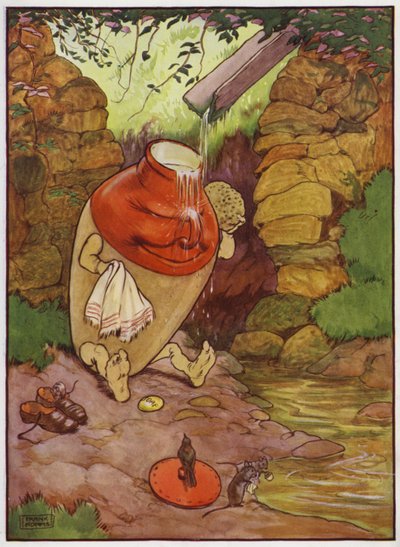 Illustrasjon for Old Dame Trot And Her Pig (farge litho) av Frank Adams