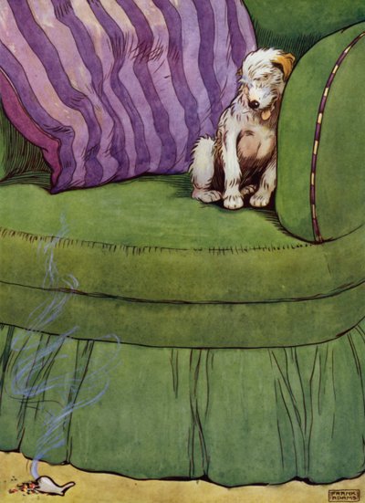 Illustrasjon for Old Mother Hubbard (farge litho) av Frank Adams