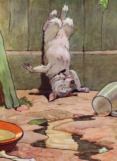 Illustrasjon for Old Mother Hubbard (farge litho) av Frank Adams