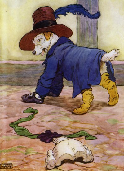 Illustrasjon for Old Mother Hubbard (farge litho) av Frank Adams