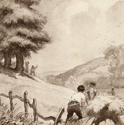 Illustrasjon for The Scholar-Gipsy av Matthew Arnold (farge litho) av Frank Adams