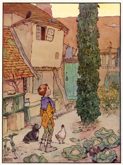 Jack and the Beanstalk (farge litho) av Frank Adams
