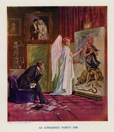 Som samvittigheten maler ham (fargelitografi) av Frank Beard