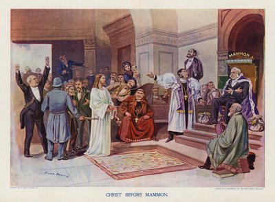 Kristus før Mammon (fargelitografi) av Frank Beard