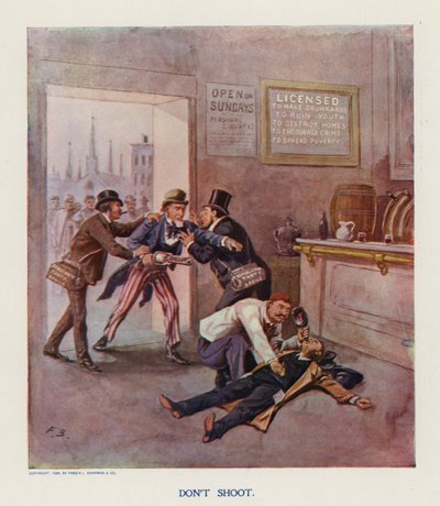 Ikke skyt (fargelitografi) av Frank Beard