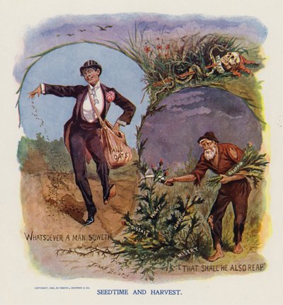 Såtid og innhøsting (fargelitografi) av Frank Beard