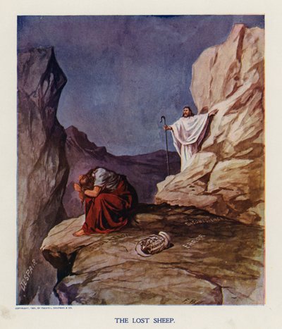 Den bortkomne sauen (fargelitografi) av Frank Beard