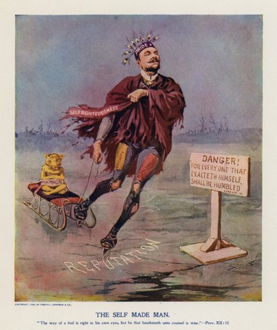 Den selvlagde mannen (fargelitografi) av Frank Beard