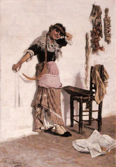 En venetiansk markedsjente av Frank Bramley