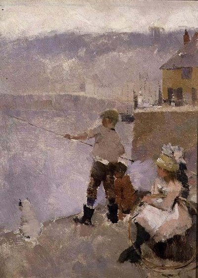 Fiske på kaia av Frank Bramley