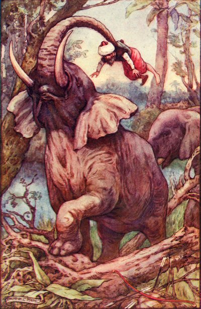 Dyret tok meg opp med snabelen og plasserte meg på skuldrene hans, ca 1930. av Frank C. Pape