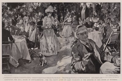 Lightening the Dull Hours of Convalescence, Tea Party gitt av Lady Falkiner på eiendommen til huset hennes på Wynberg av Frank Craig